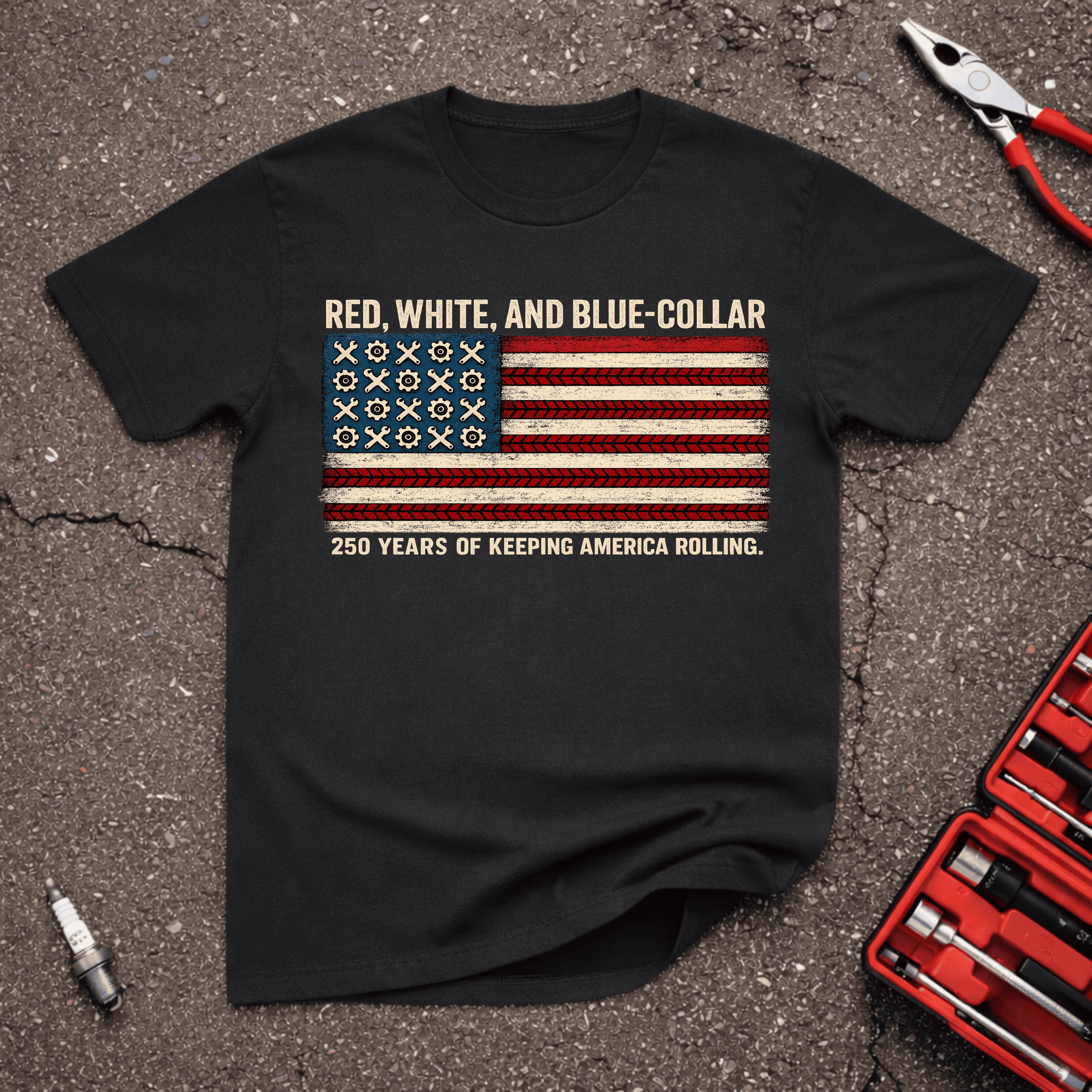 Red, White, Blue-Collar T-Shirt