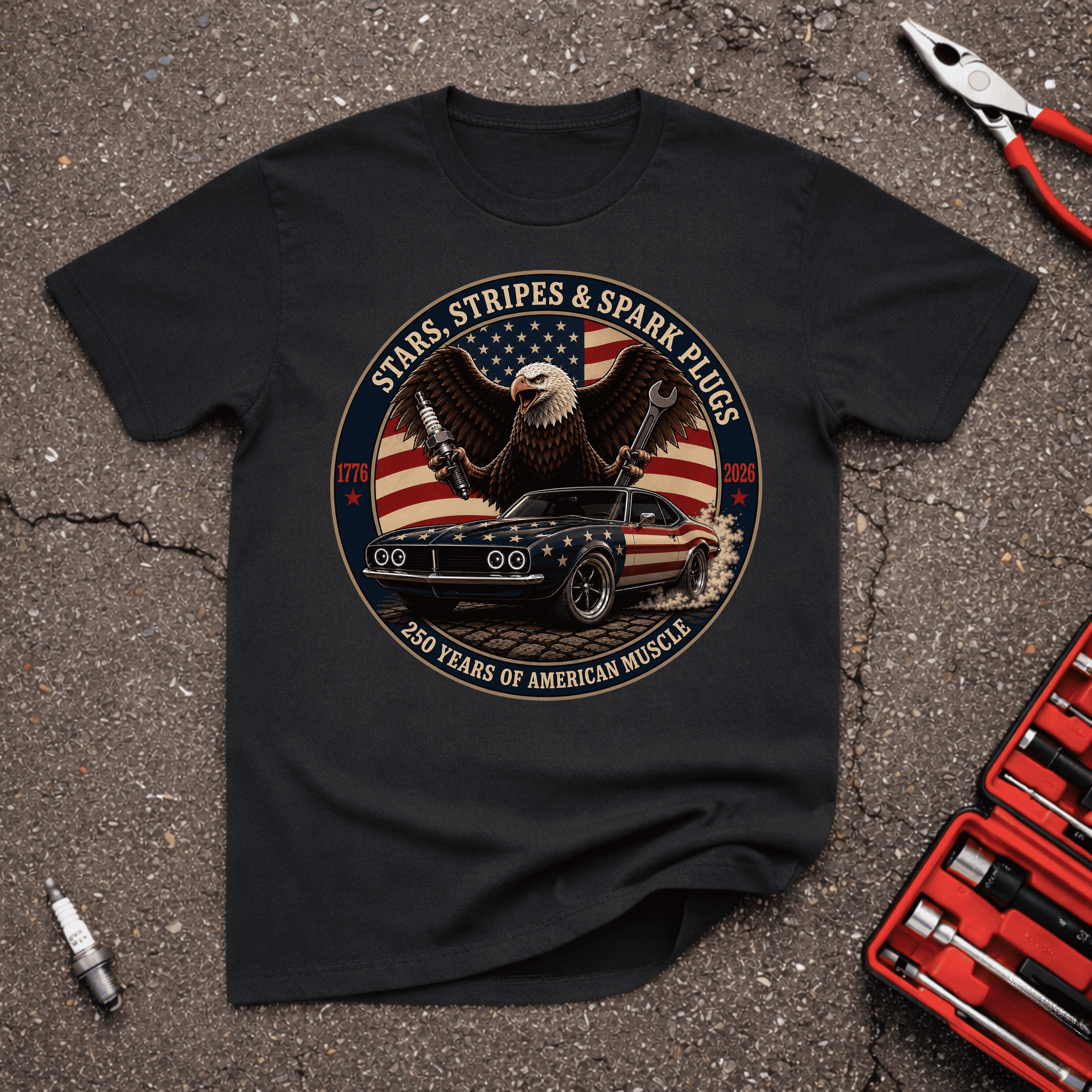 Stars, Stripes, & Spark Plugs T-Shirt