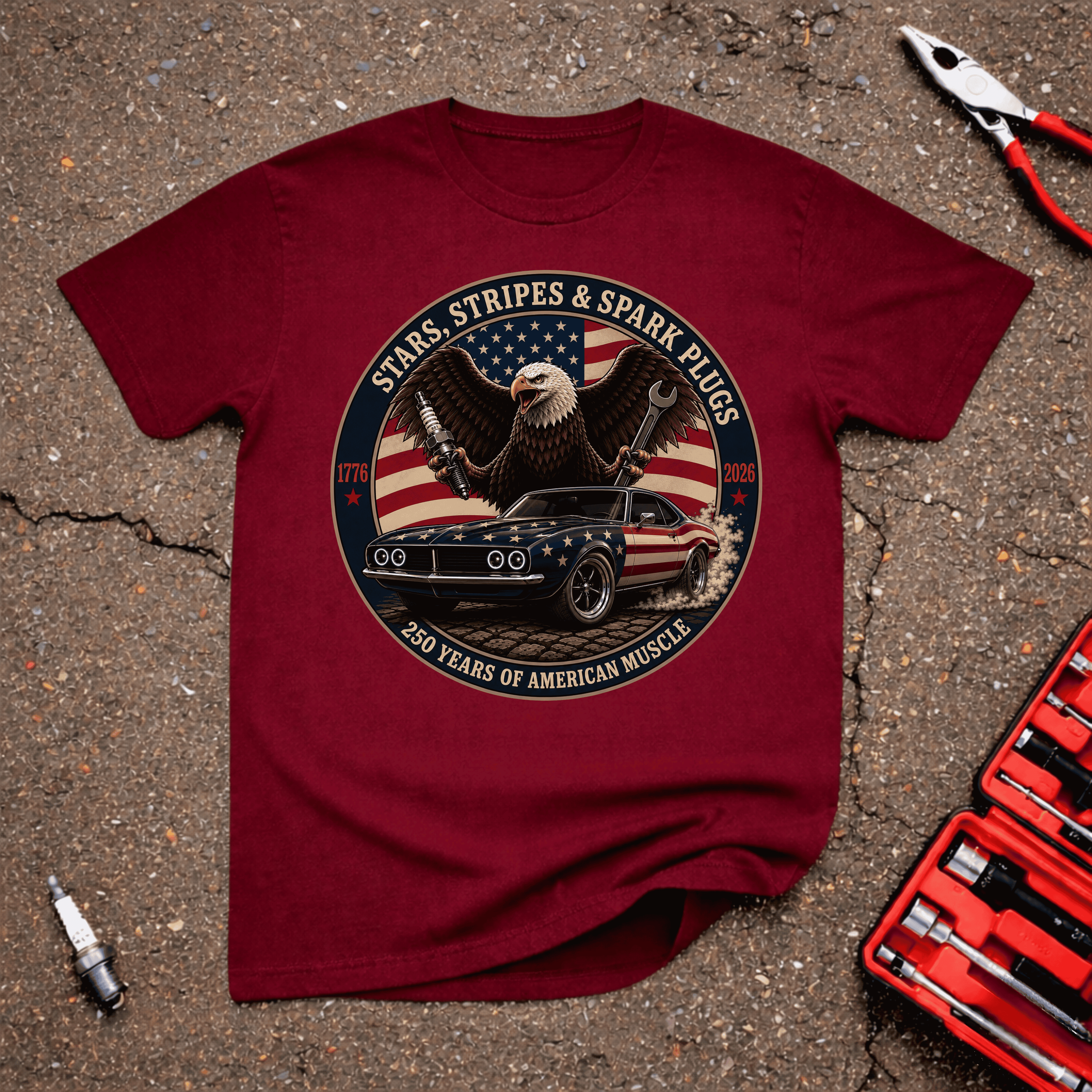 Stars, Stripes, & Spark Plugs T-Shirt