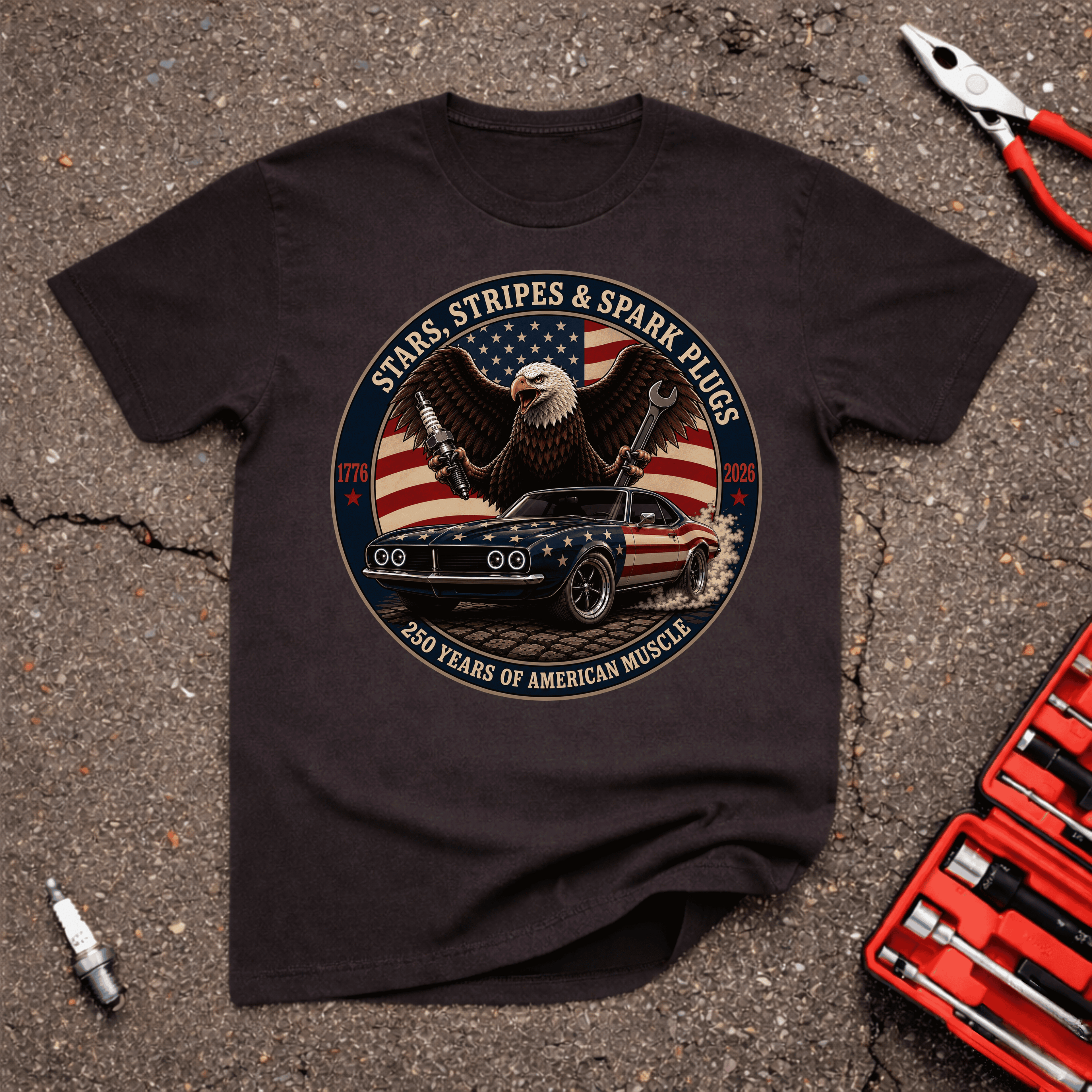 Stars, Stripes, & Spark Plugs T-Shirt