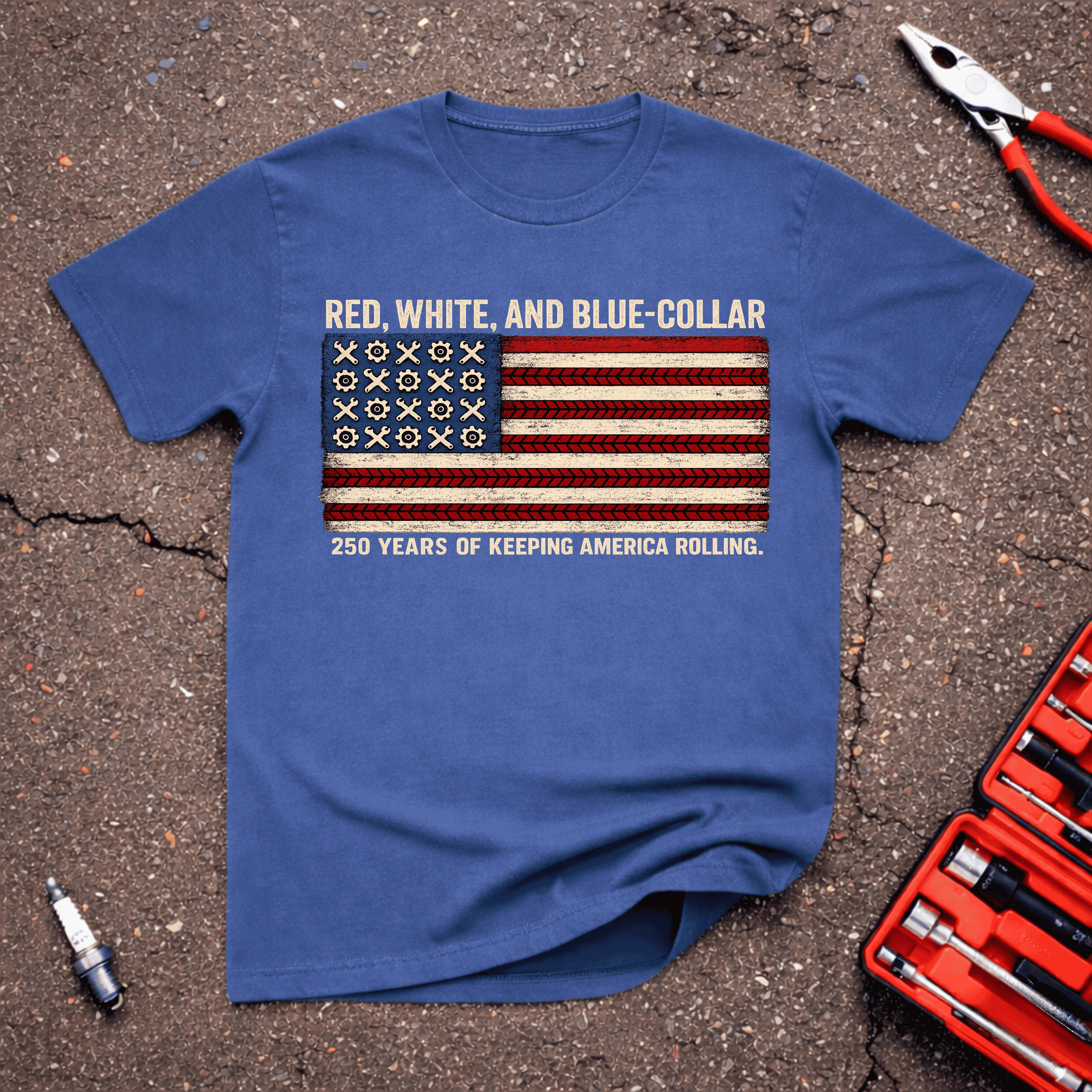 Red, White, Blue-Collar T-Shirt