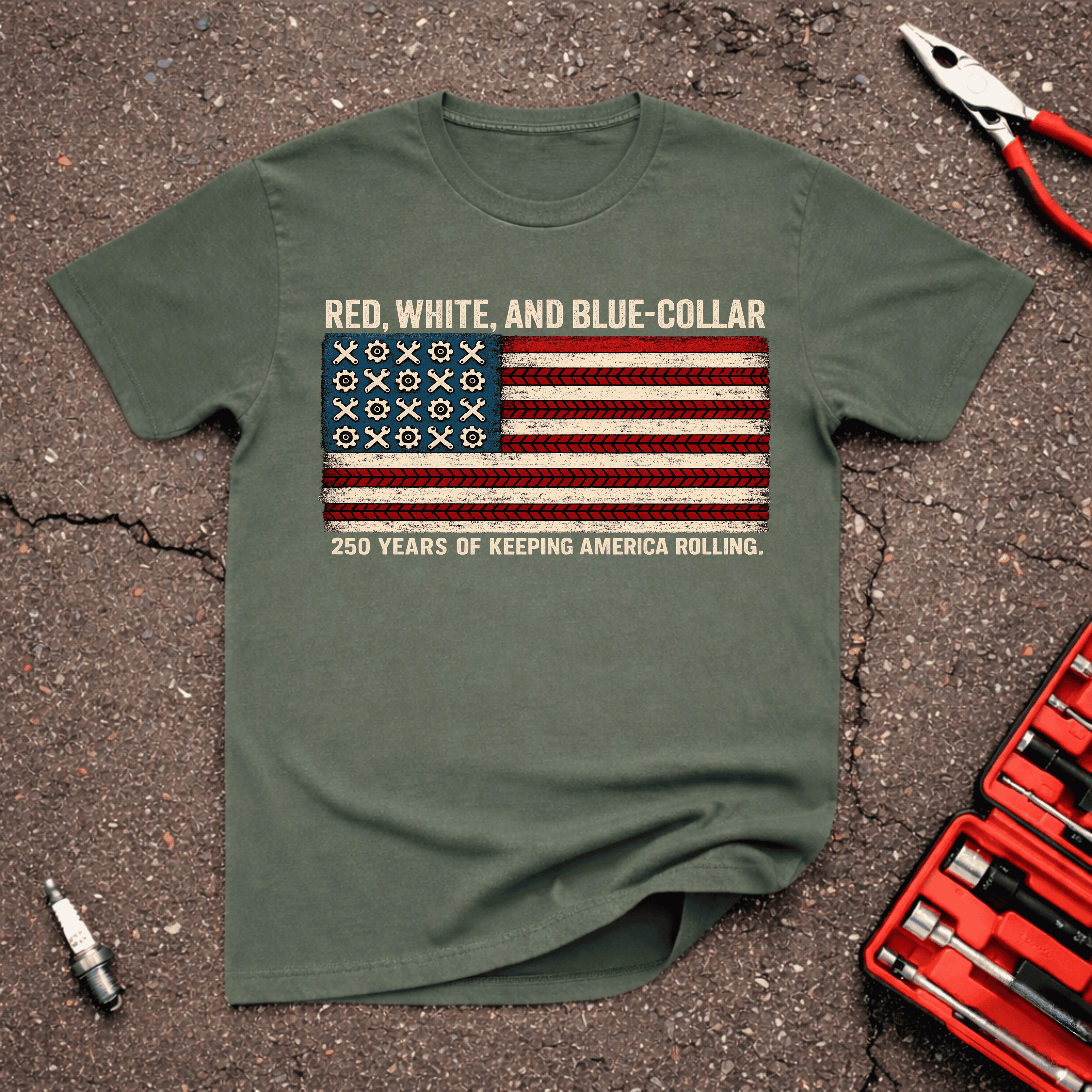 Red, White, Blue-Collar T-Shirt