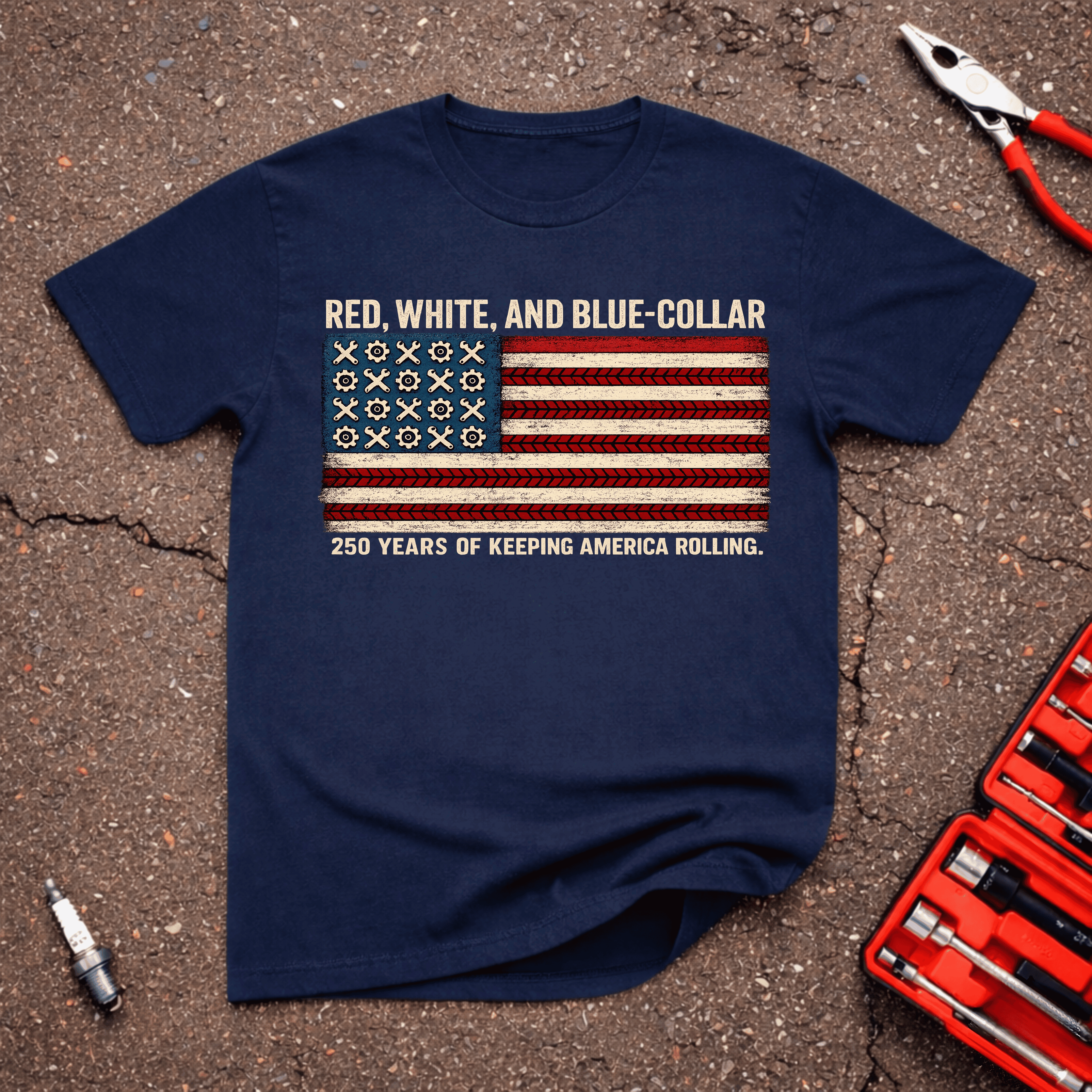 Red, White, Blue-Collar T-Shirt
